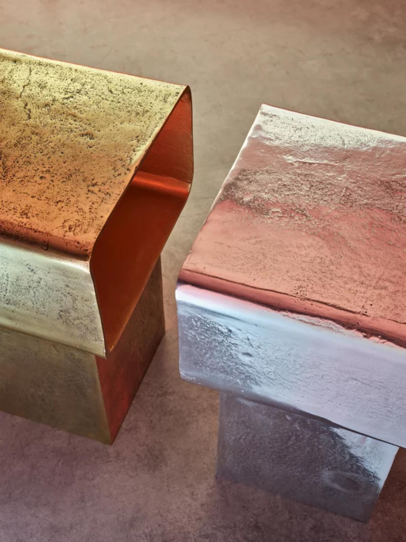 Aluminium Gervasoni KIRA 43 Table d'appoint en fonte d'aluminium chromée par Marta Giardini en vente