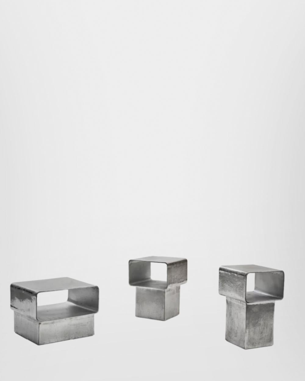 Contemporary Gervasoni KIRA 46 Side Table in Cast aluminum Chrome by Marta Giardini For Sale