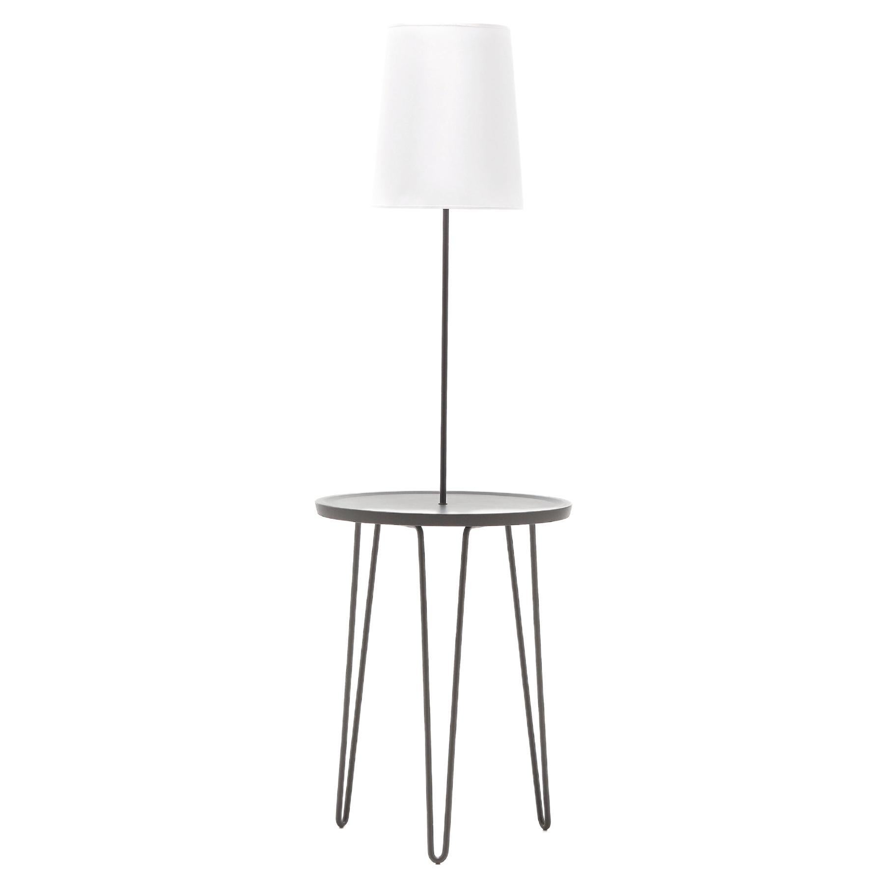 Gervasoni Lamp with Night Table in Grey Top with Mat Grey Steel by Paola Navone