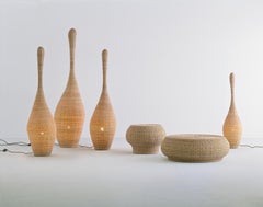 Große Bolla-Ottomane von Michael Sodeau aus natürlichem Melange-Rattan von Gervasoni