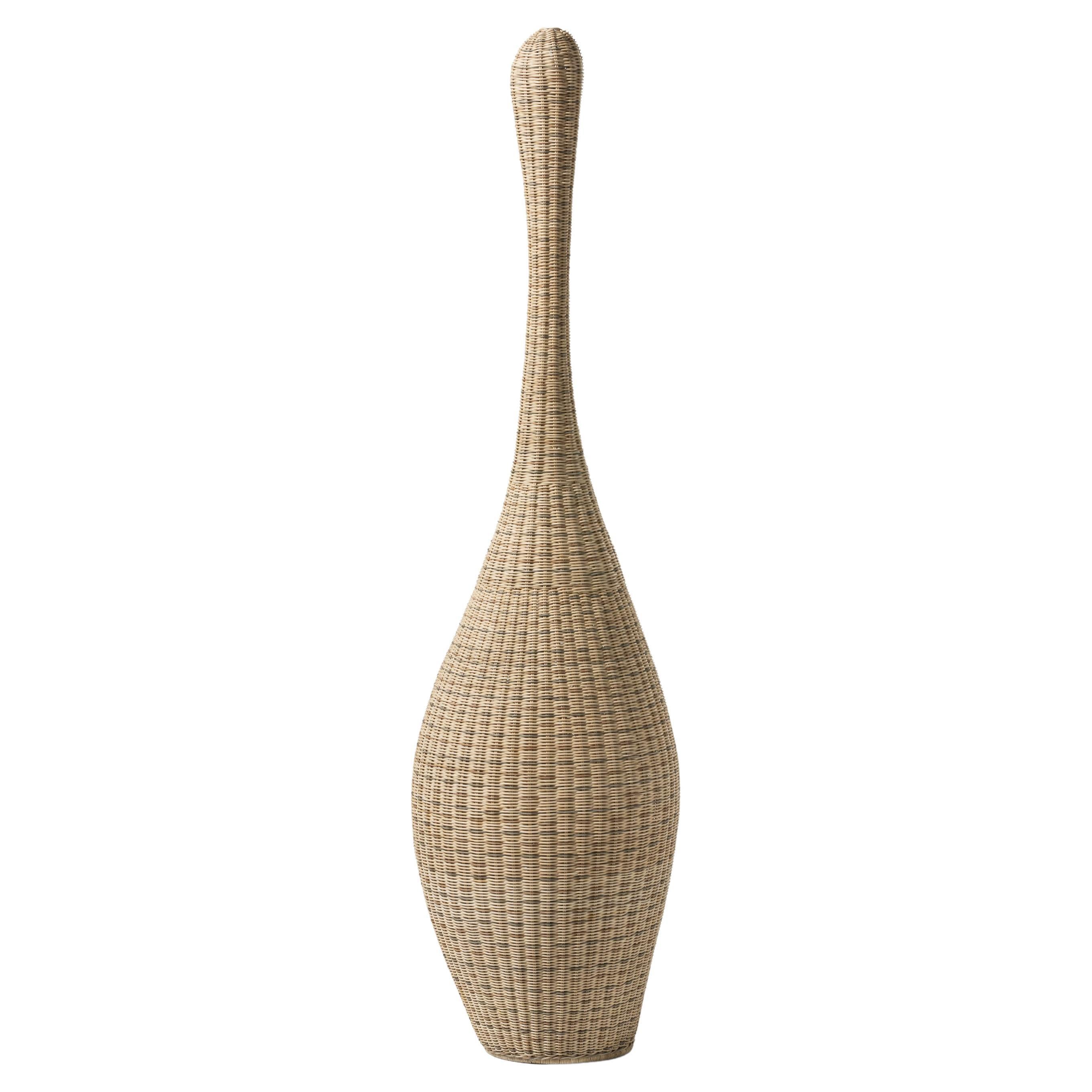 Gervasoni Large Bolla Standing Lamp in Natural Rattan Core by Michael Sodeau For Sale