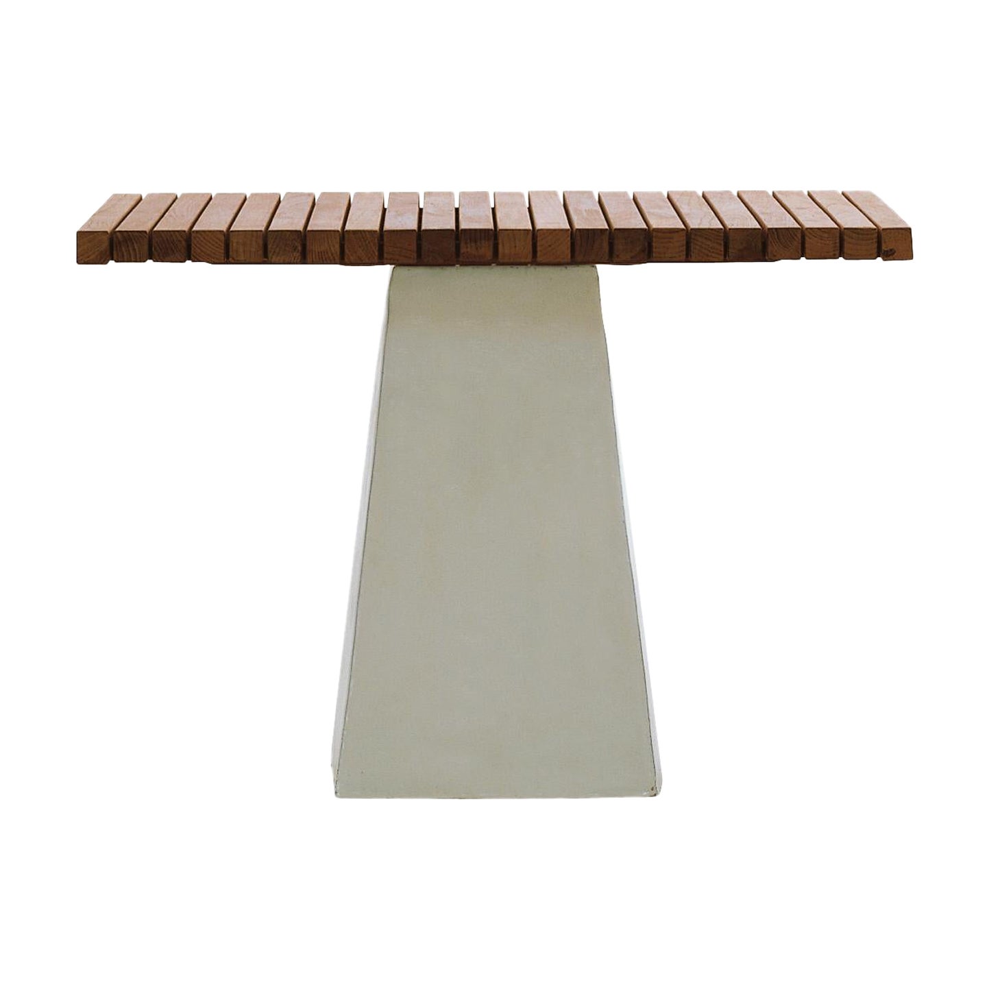 Tavolo Gervasoni Large Inout 35 con piano a doghe in teak naturale e base in ceramica bianca