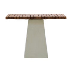 Gervasoni Large Inout 35 Table in Natural Teak Slats Top with White Ceramic Base