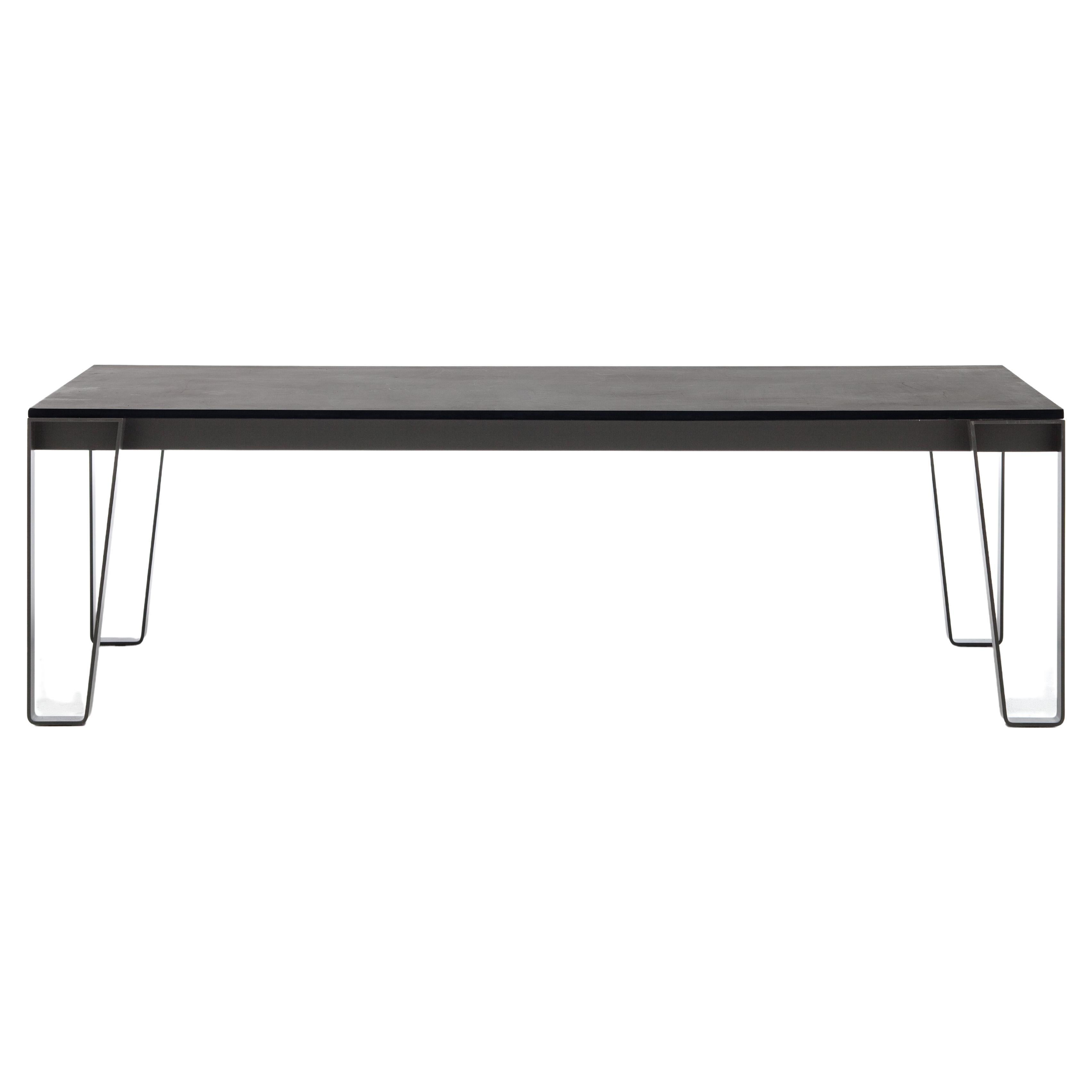 Gervasoni Large Inout 933 Table in Grey Porcelain Stoneware Top with Grey Frame For Sale