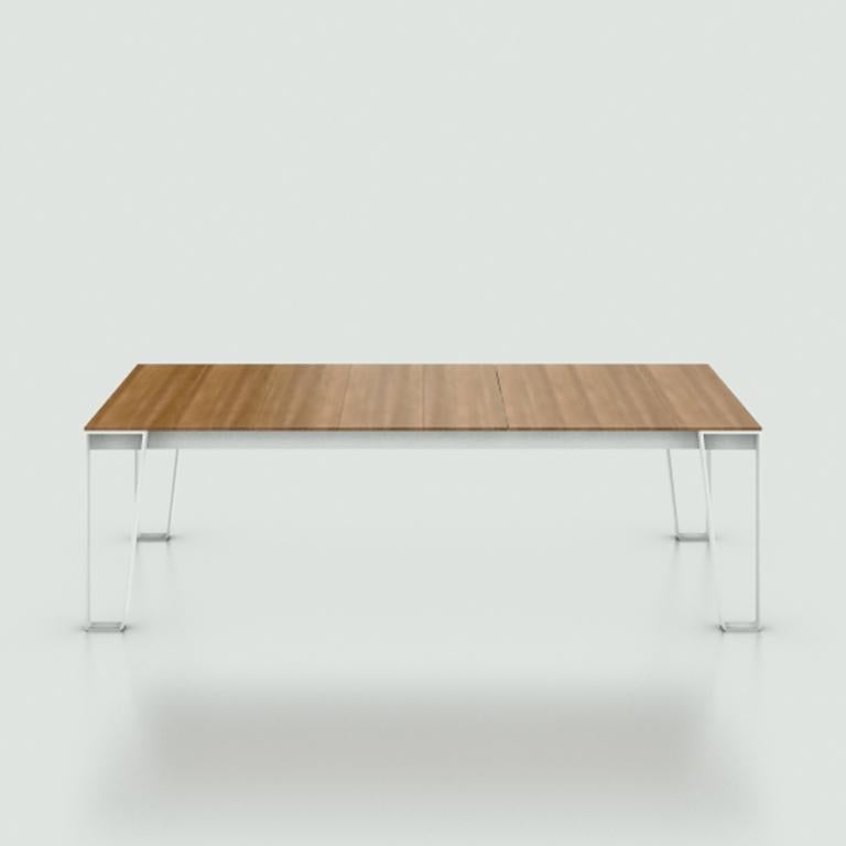 Modern Gervasoni Large Inout 933 Table in Natural Teak Slats Top with Matt White Frame For Sale