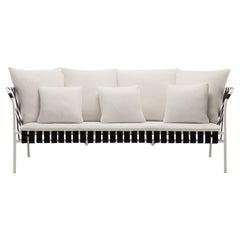 Gervasoni Large Inout Sofa in Aspen 02 Upholstery & White Frame with Black Belts