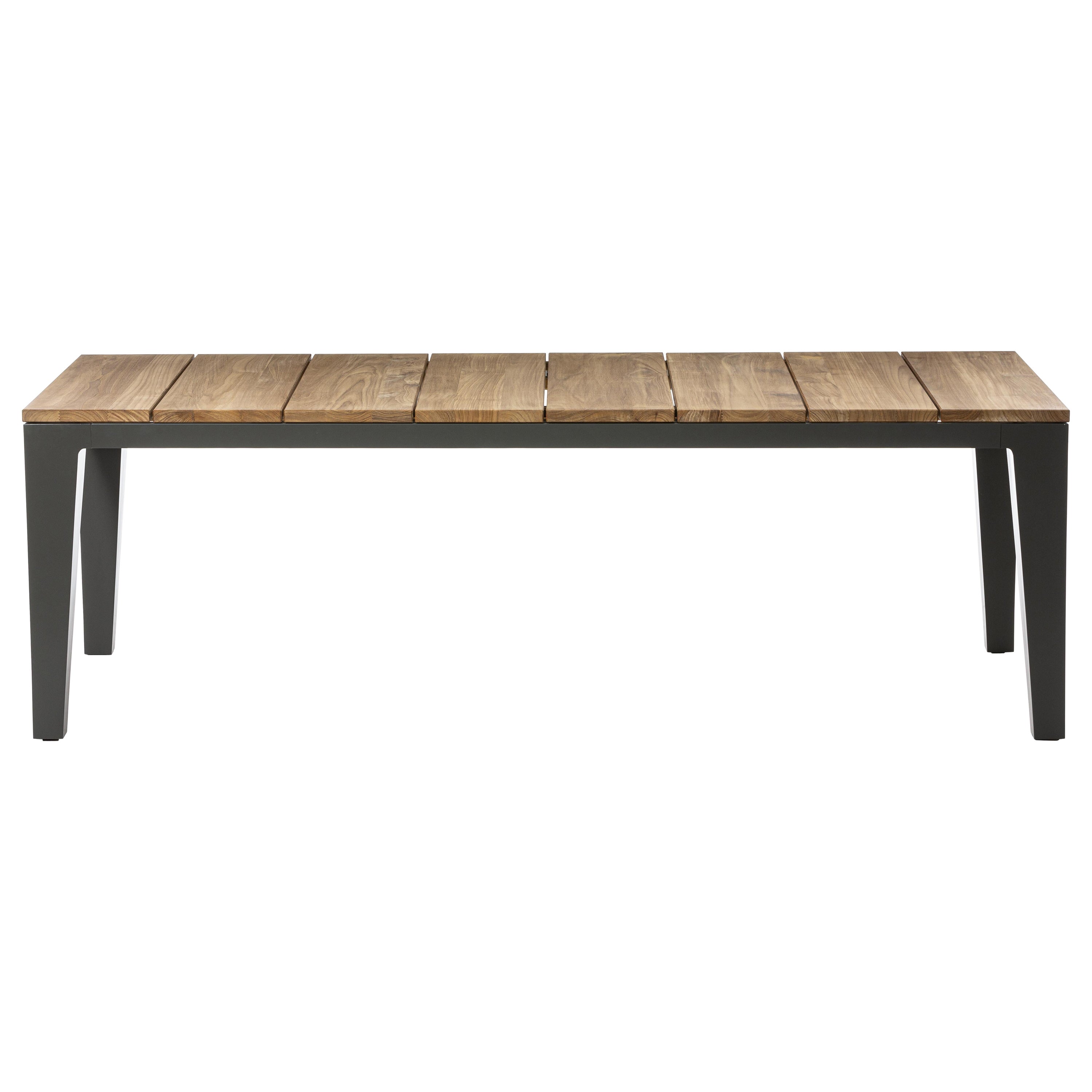 Mesa Inout Grande Gervasoni con Tablero Fijo de Lamas de Teca Natural y Aluminio Gris en venta