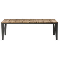 Gervasoni Large Inout Table in Fixed Natural Teak Slats Top with Grey Aluminium