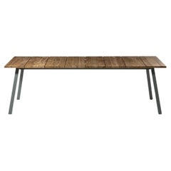 Gervasoni Large Inout Table in Natural Teak Slats Top with Grey Aluminium Frame