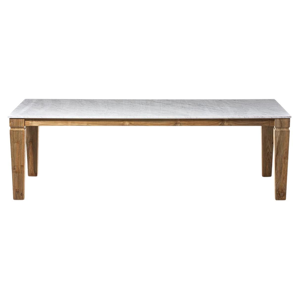 Gervasoni Large Jeko Table in ECOTeak & White Carrara Marble Top by Paola Navone For Sale