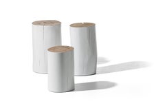 Gervasoni Large Log Sections of Beech Trunk Side Table in White by Paola Navone