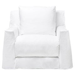Gervasoni Loll 01 Armchair in White Linen Upholstery by Paola Navone