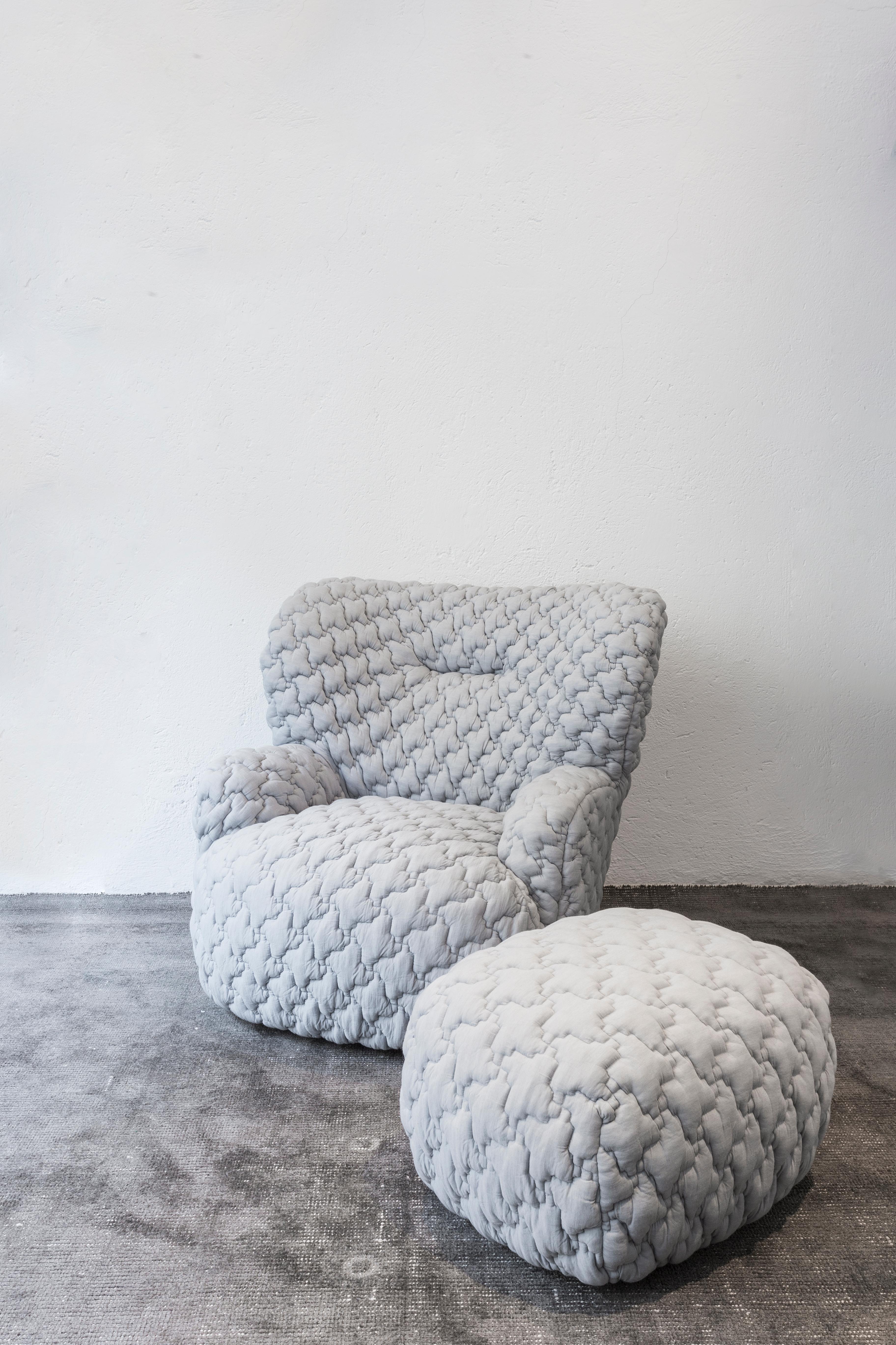 Italian Gervasoni Loll 09 Swivel Armchair in E - 3D Gray Upholstery by Paola Navone For Sale