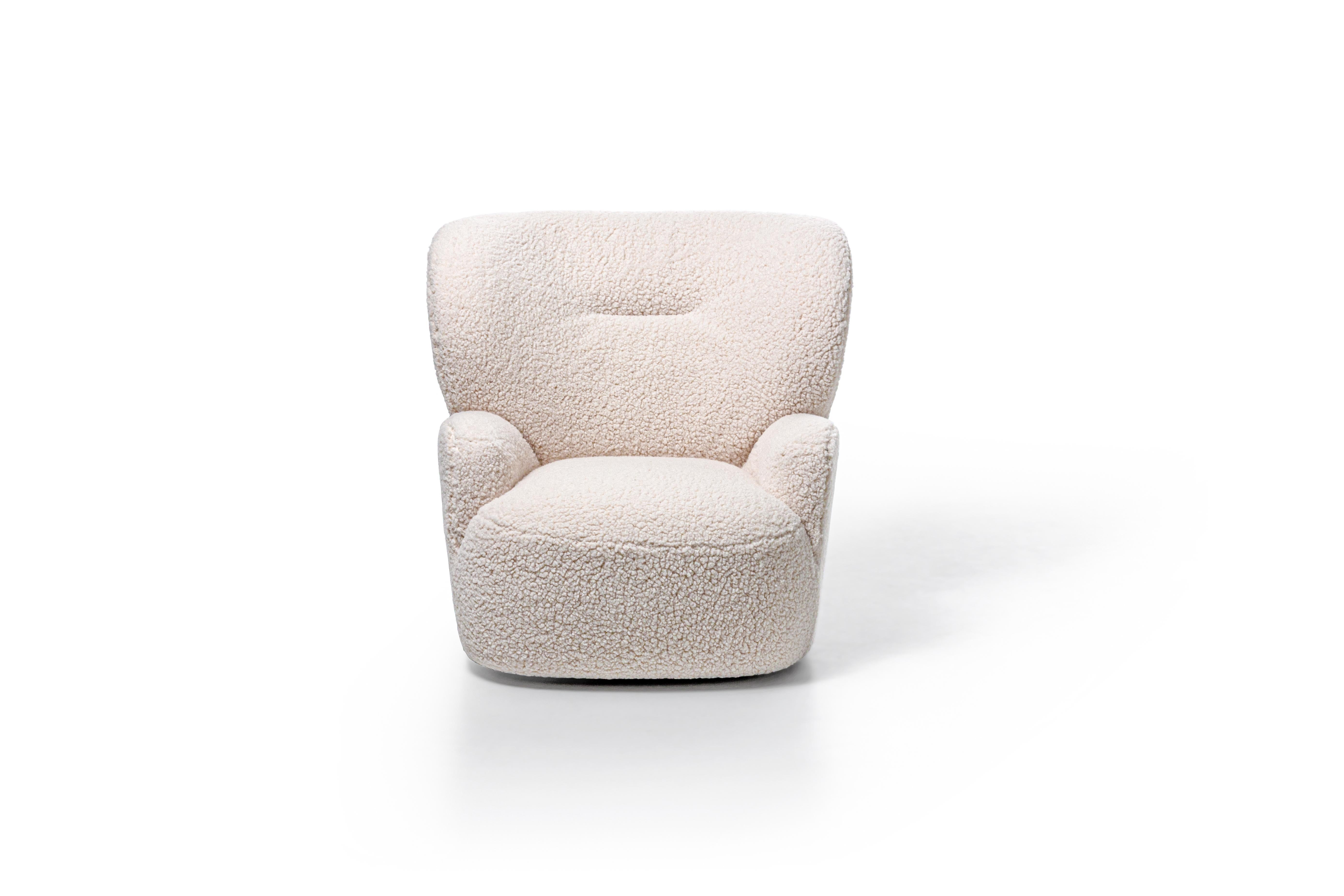 Moderne Fauteuil pivotant Gervasoni Loll 09 en tissu polaire par Paola Navone en vente