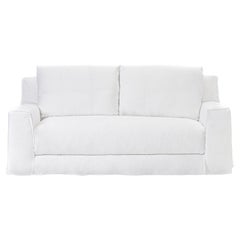 Gervasoni Loll 10 Sofa in White Linen Upholstery by Paola Navone