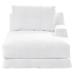 Gervasoni Loll 20 R Arm Dormeuse in White Linen Upholstery by Paola Navone