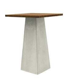 Gervasoni Medium Inout Table in Natural Teak Slats Top with White Ceramic Base