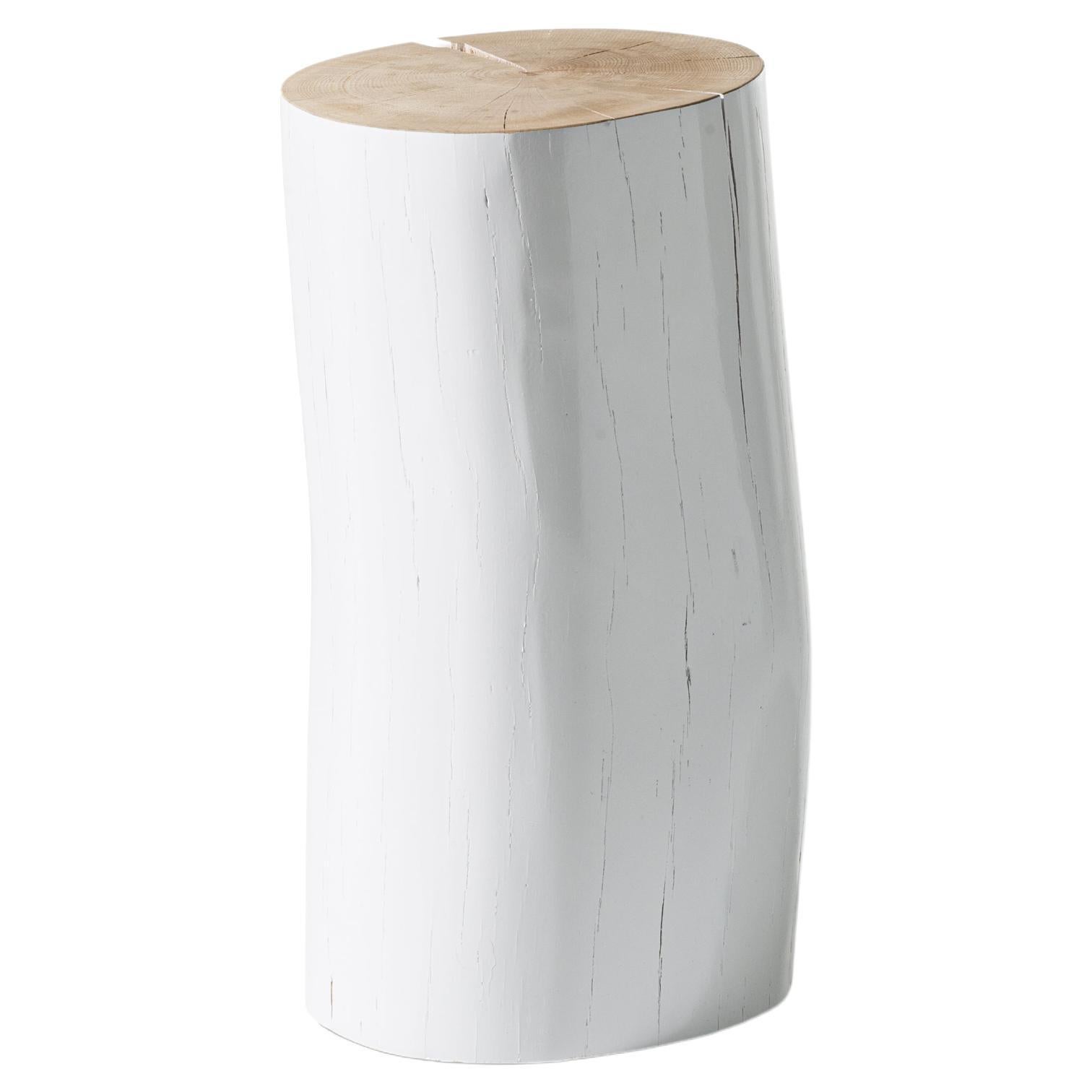 Gervasoni Medium Log Sections of Beech Trunk Side Table in White by Paola Navone For Sale