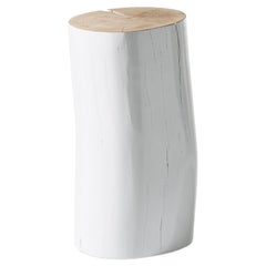 Gervasoni Medium Log Sections of Beech Trunk Side Table in White by Paola Navone