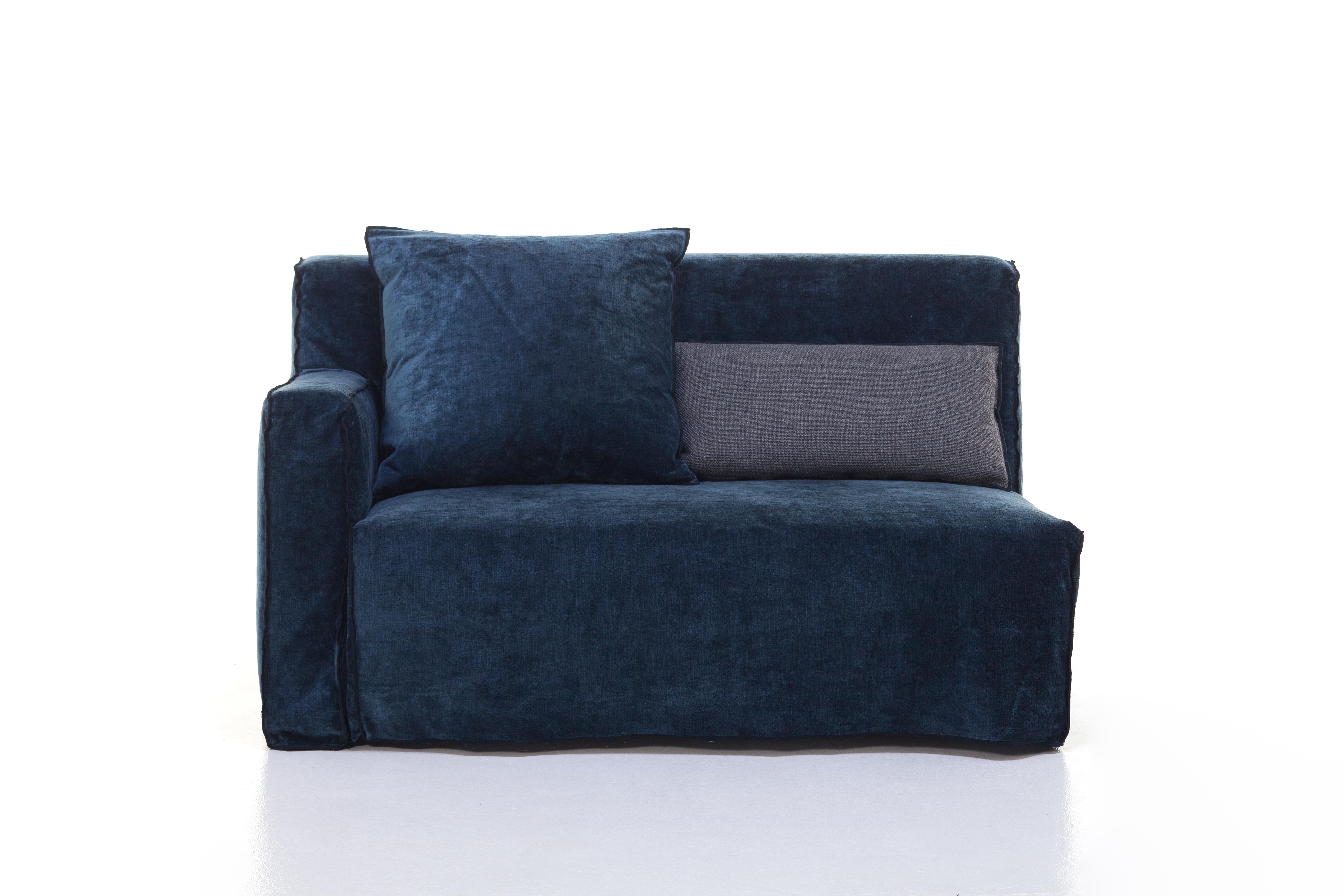 Modern Gervasoni More 07 Left Armrest Modular Sofa in Midnight Upholstery, Paola Navone