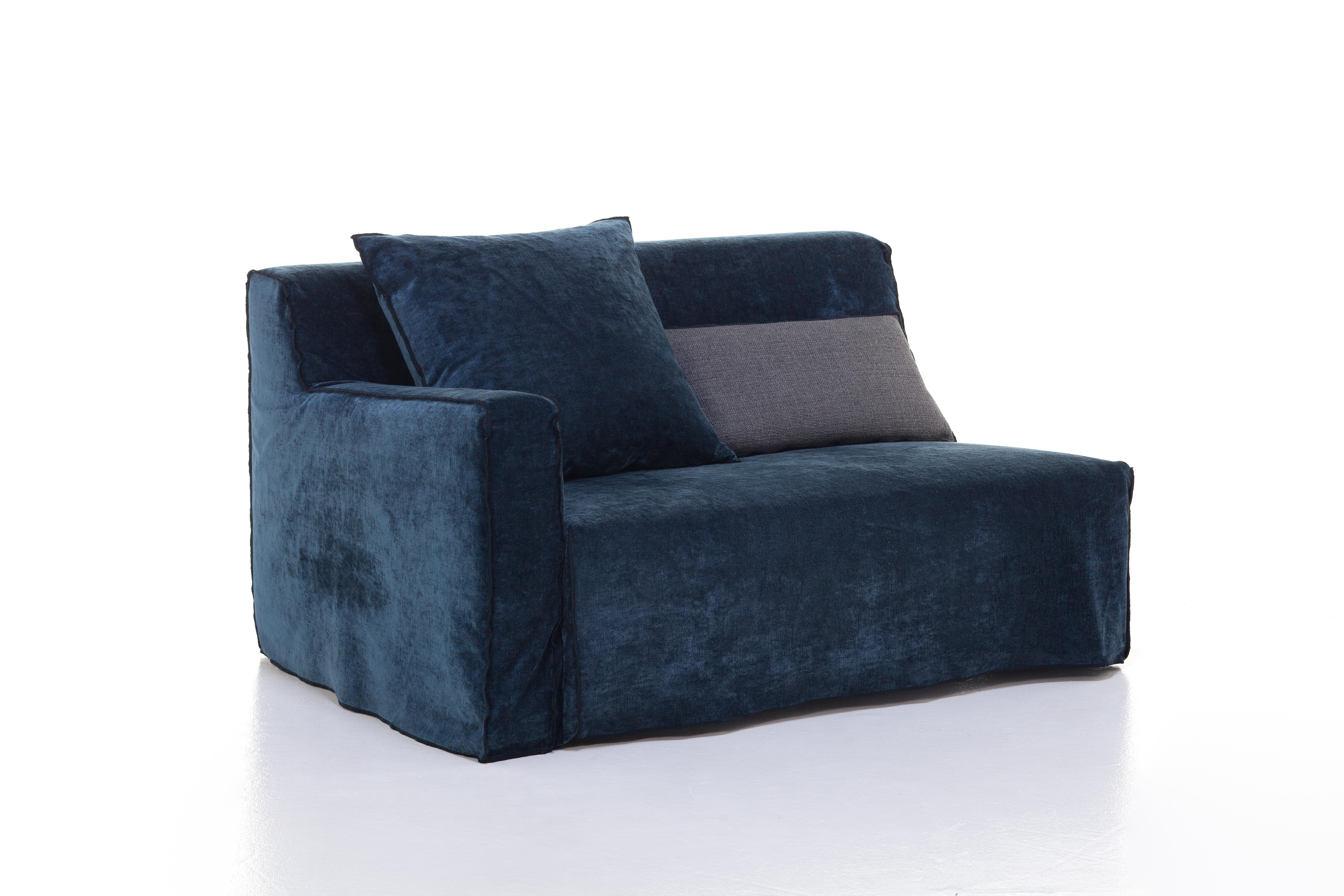 Contemporary Gervasoni More 07 Left Armrest Modular Sofa in Midnight Upholstery, Paola Navone