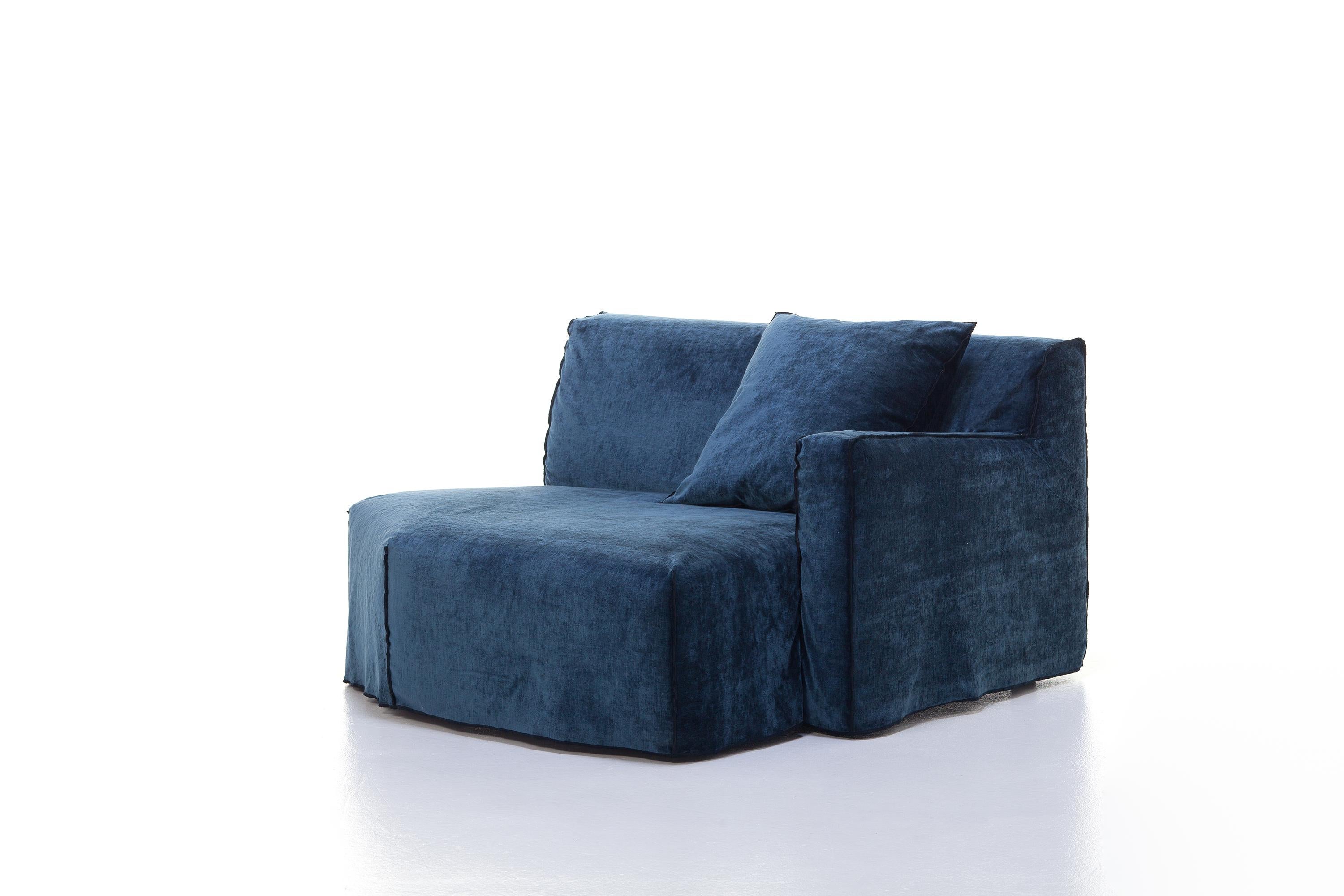 Italian Gervasoni More 22 R Arm Modular Dormeuse in Midnight Upholstery, Paola Navone