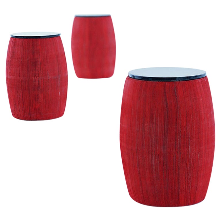 Gervasoni News 108 Side Table with Red Lacquered Base & MDF Top by Paola Navone