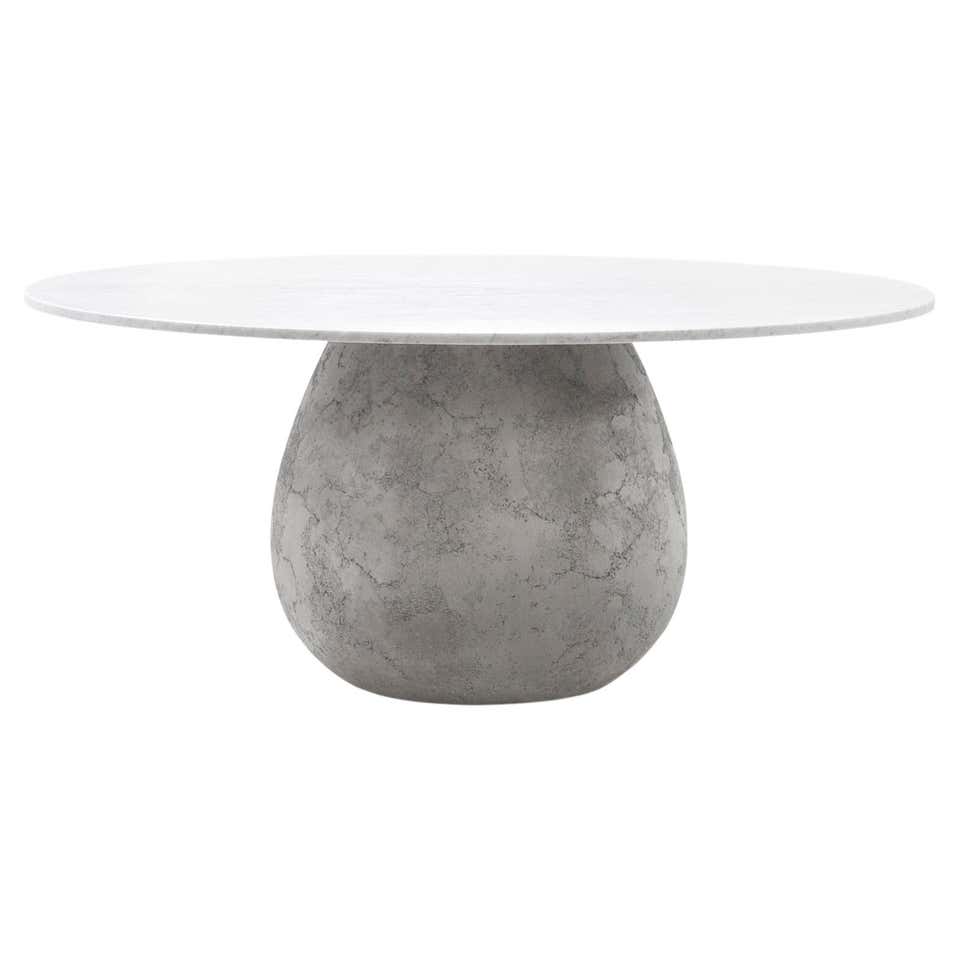 Gervasoni Next 32 Pearl Lacquered Table With Carrara Marble Top By