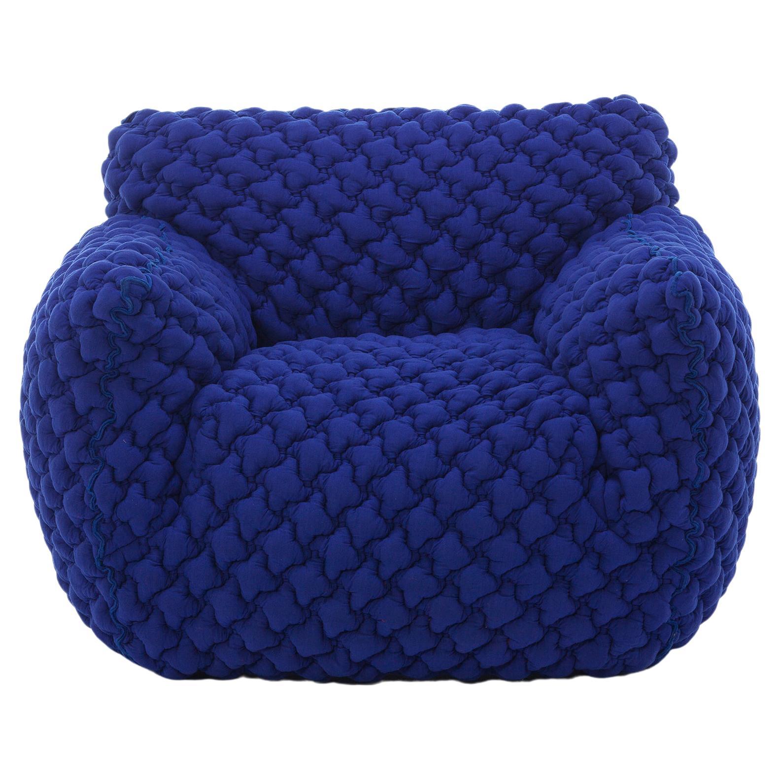 Gervasoni Nuvola 05 Lounge Chair in 3D Blue Upholstery by Paola Navone