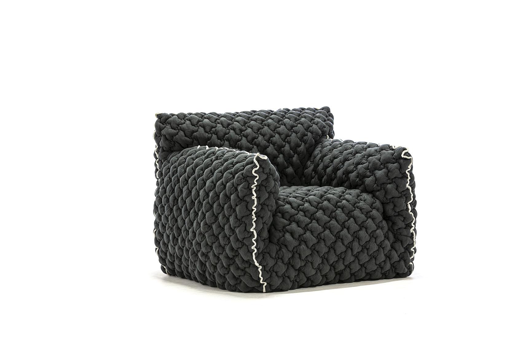 Italian Gervasoni Nuvola 05 Lounge Chair in E- 3D Graffiti Upholstery by Paola Navone For Sale