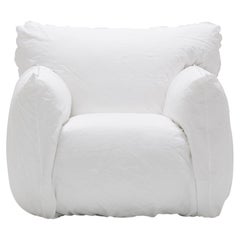 Gervasoni Nuvola 05 Lounge Chair in White Linen Upholstery by Paola Navone