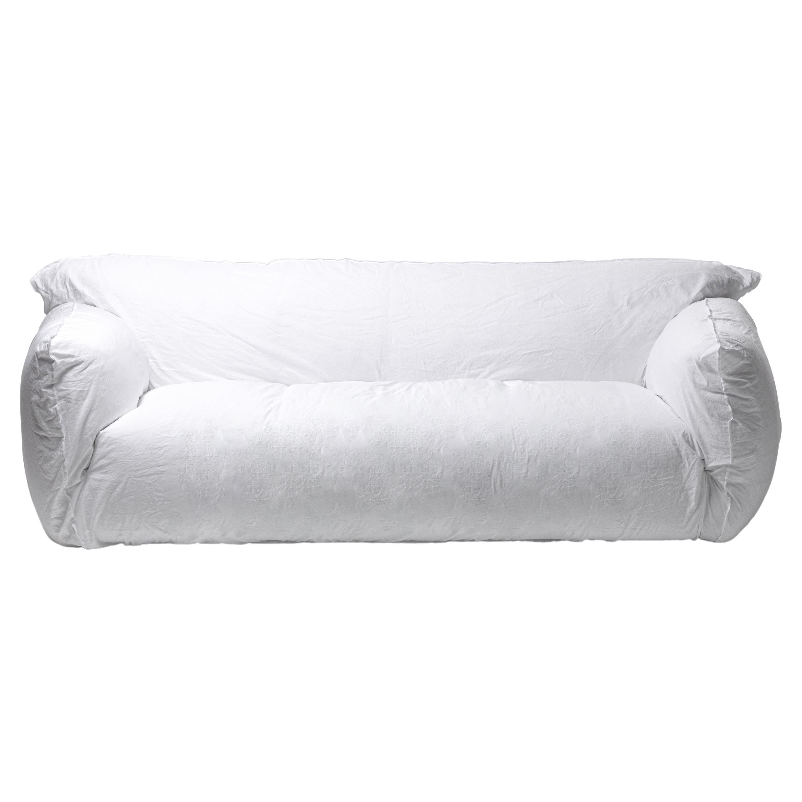 Gervasoni Nuvola 12 Sofa in White Linen Upholstery by Paola Navone For Sale