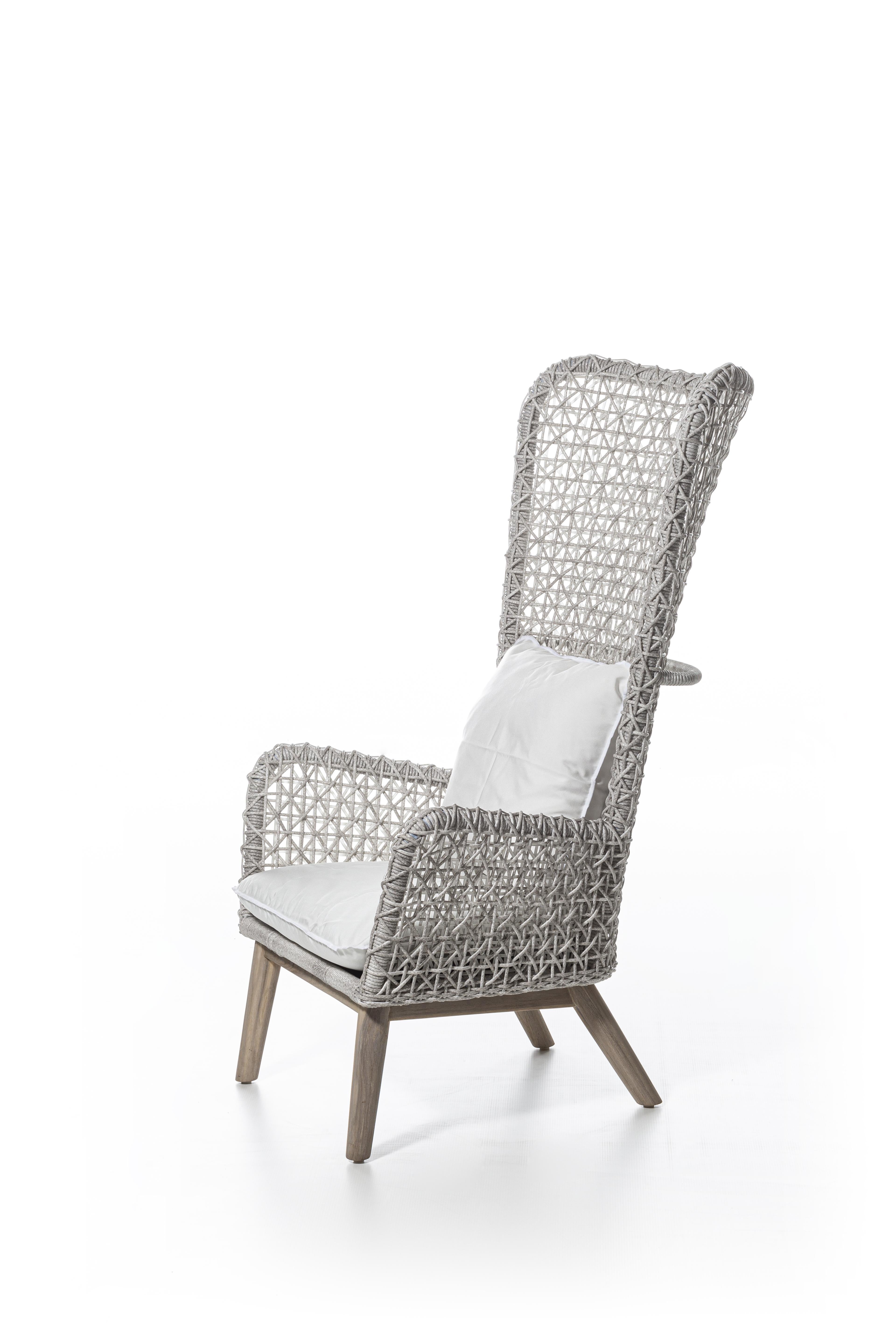 Modern Gervasoni Panda Bergere Armchair in Aspen 03 Upholstery & White/Gray Resin Fiber For Sale