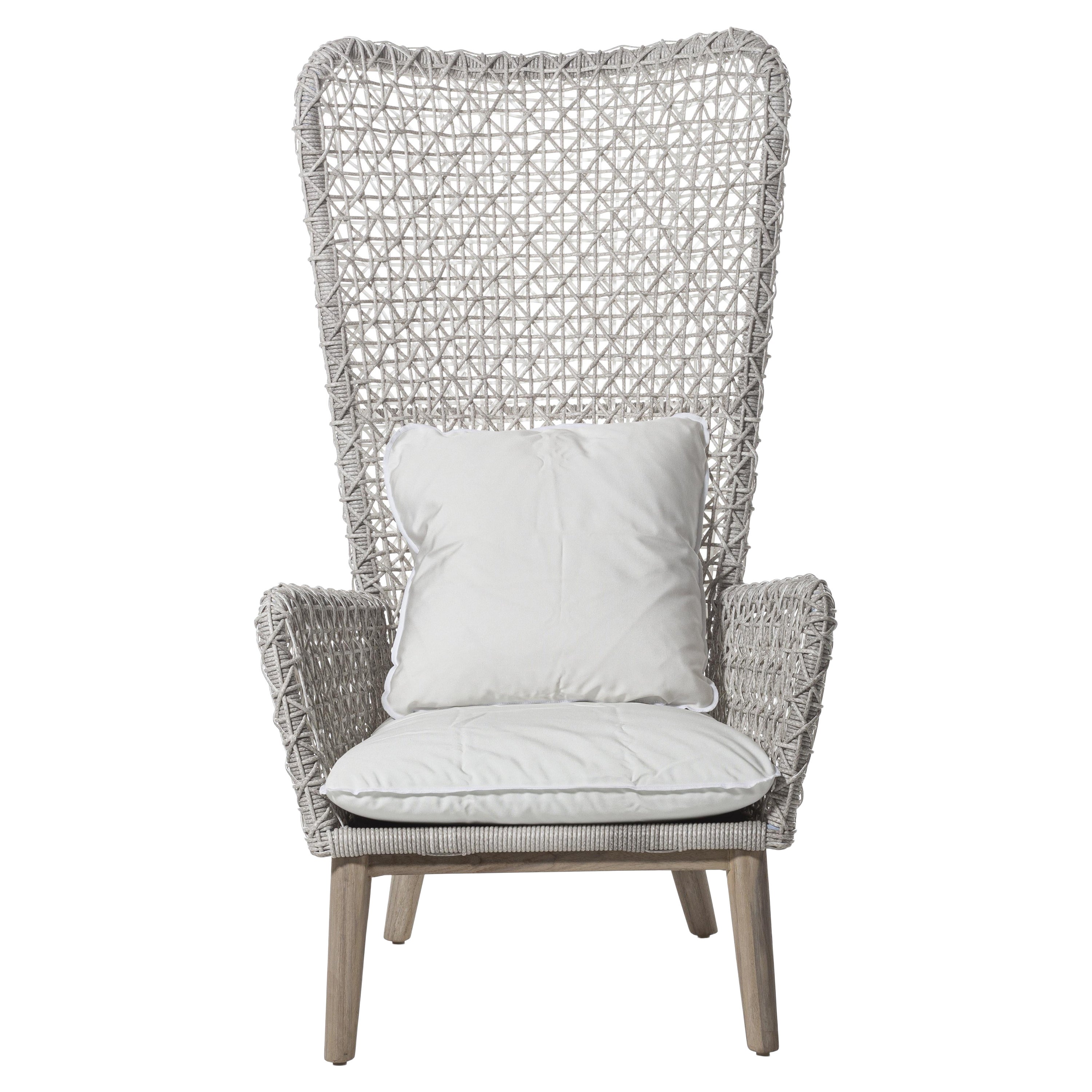 Sillón Gervasoni Panda Bergere en tapicería Aspen 03 y fibra de resina blanca/gris