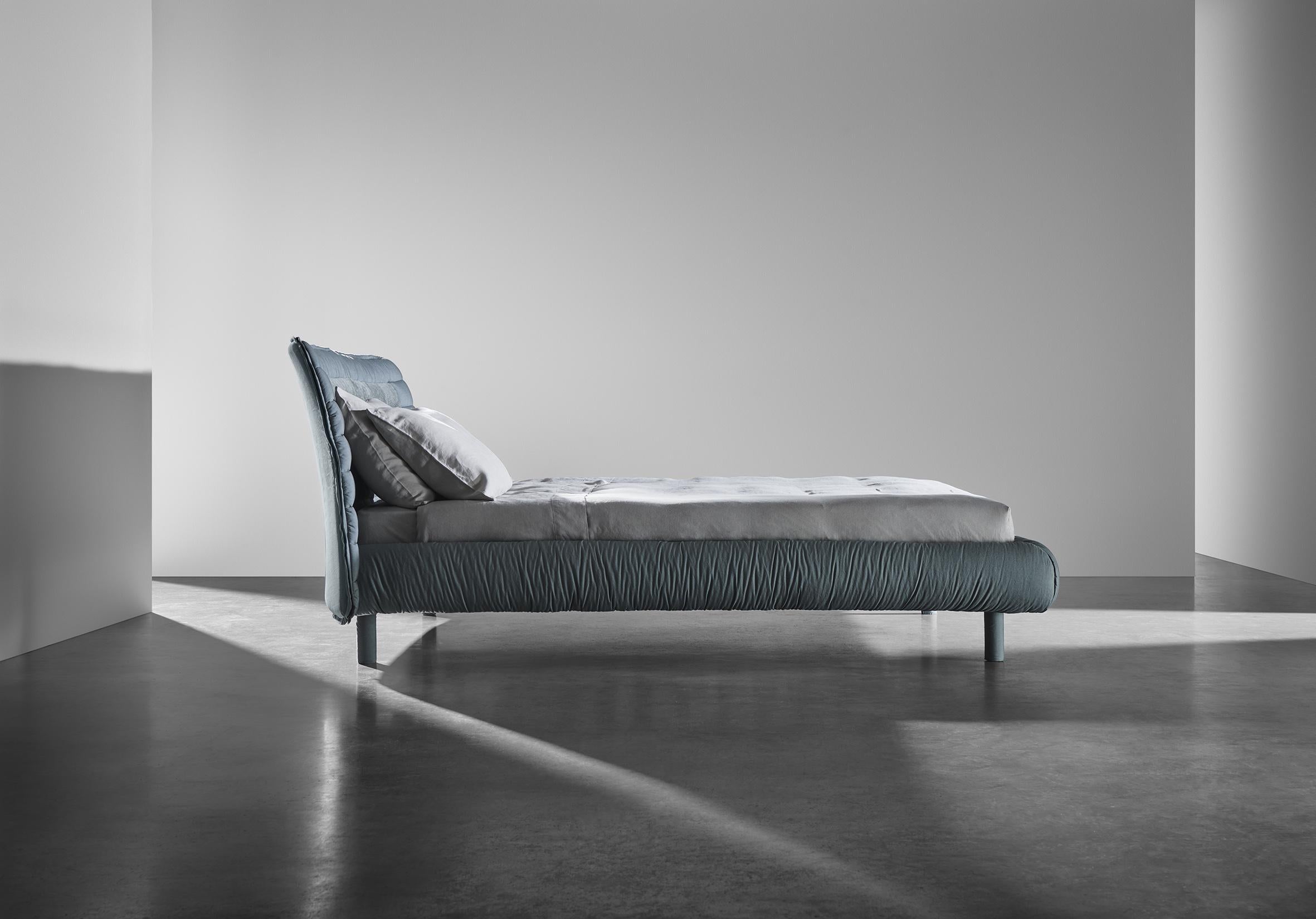Modern Gervasoni Plumeau Upholstered knock-down Queen Size Bed by Cristina Celestino For Sale