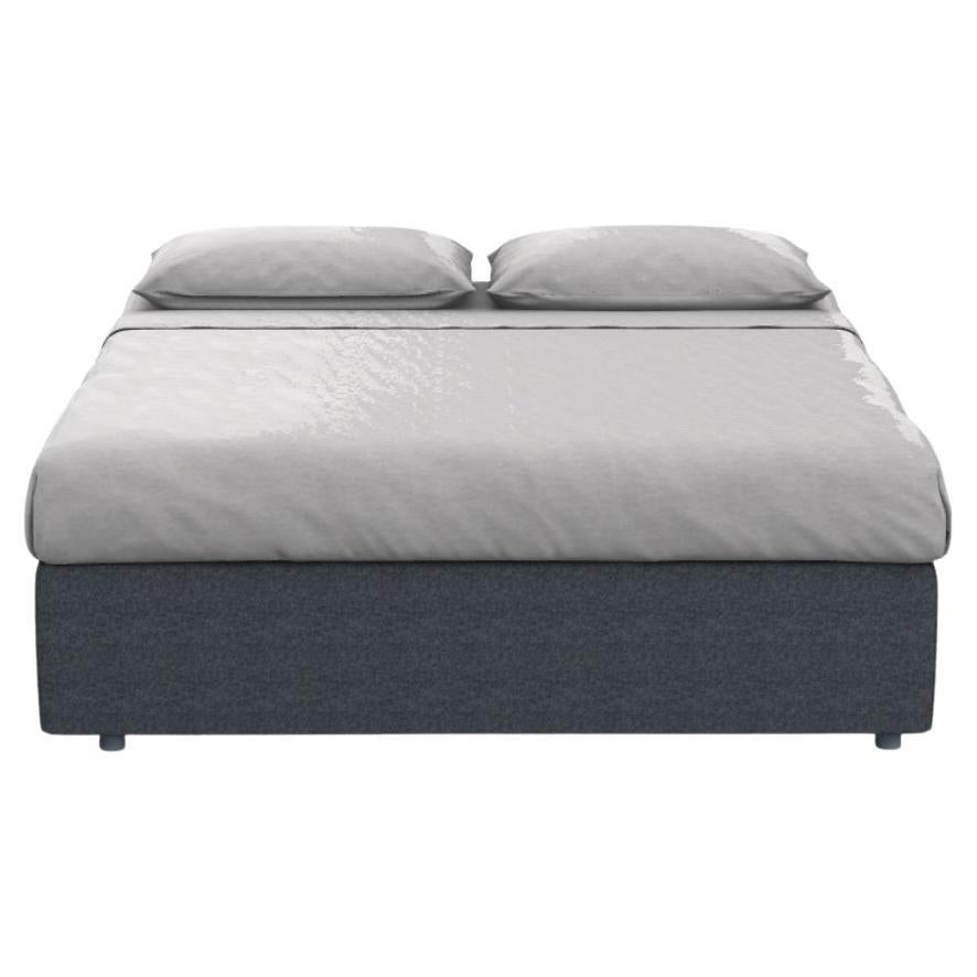 Gervasoni Simple B Bed in Coal Upholstery & Grey Wood Feet by Paola Navone For Sale