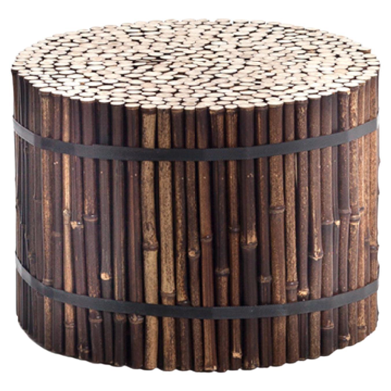 Kleiner schwarzer Gervasoni-Beistelltisch aus Bambus von Paola Navone im Angebot