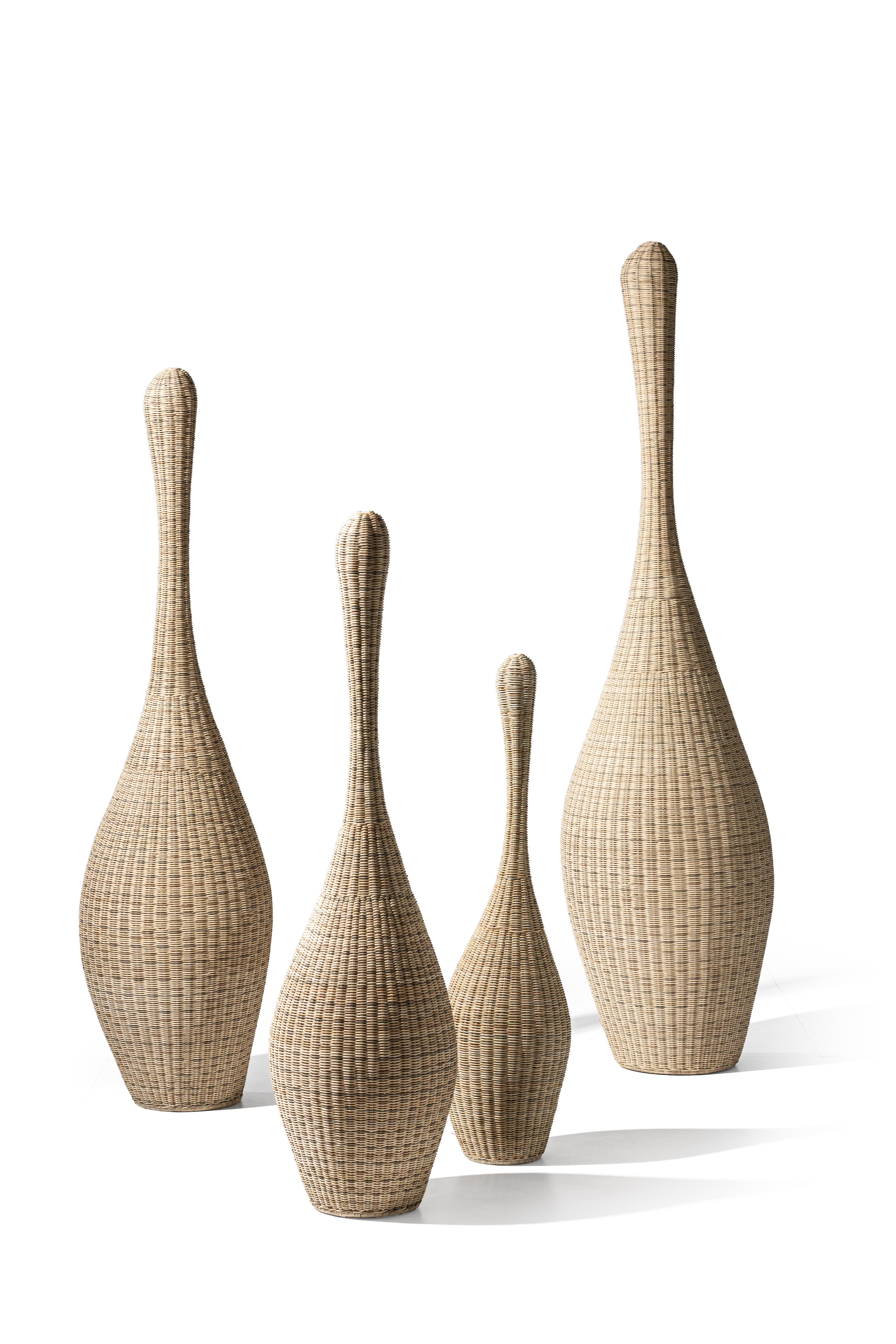 Modern Gervasoni Small Bolla Standing Lamp in Natural Rattan Core by Michael Sodeau For Sale