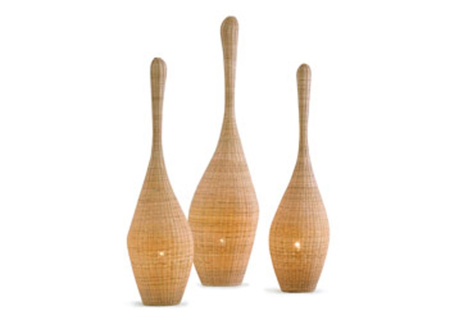 Modern Gervasoni Small Bolla Standing Lamp in Natural Rattan Core by Michael Sodeau For Sale