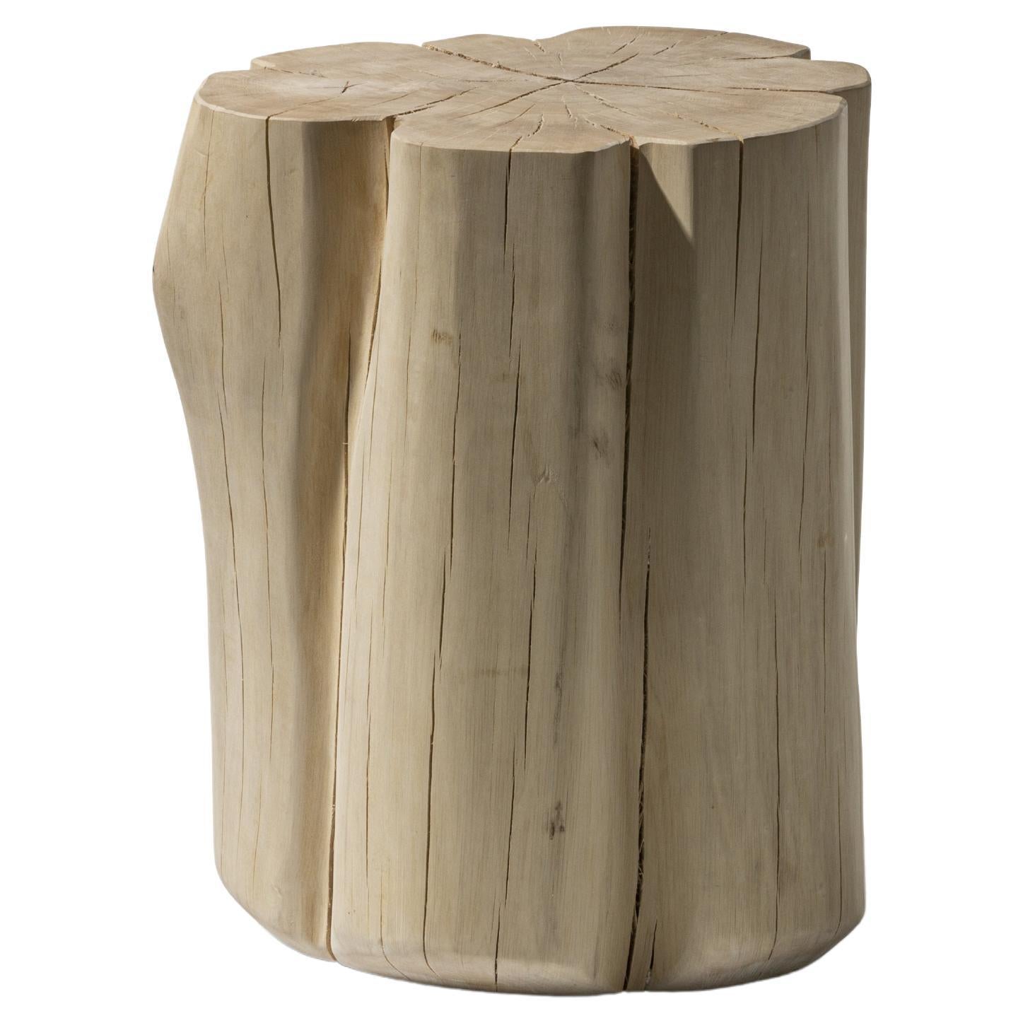 Gervasoni Small Brick Side Table in Natural Barked Hornbeam Trunk For Sale