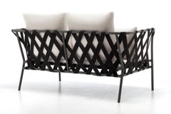 Gervasoni Small Inout Sofa in Aspen 02 Upholstery & Grey Frame with Black Belts