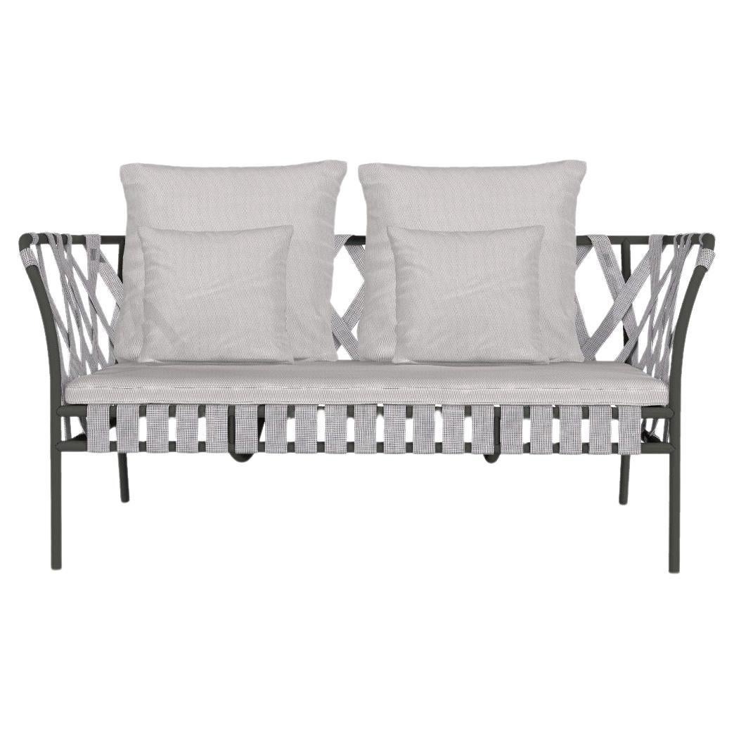 Gervasoni Small Inout Sofa in Aspen 02 Upholstery with Grey Aluminium Frame For Sale