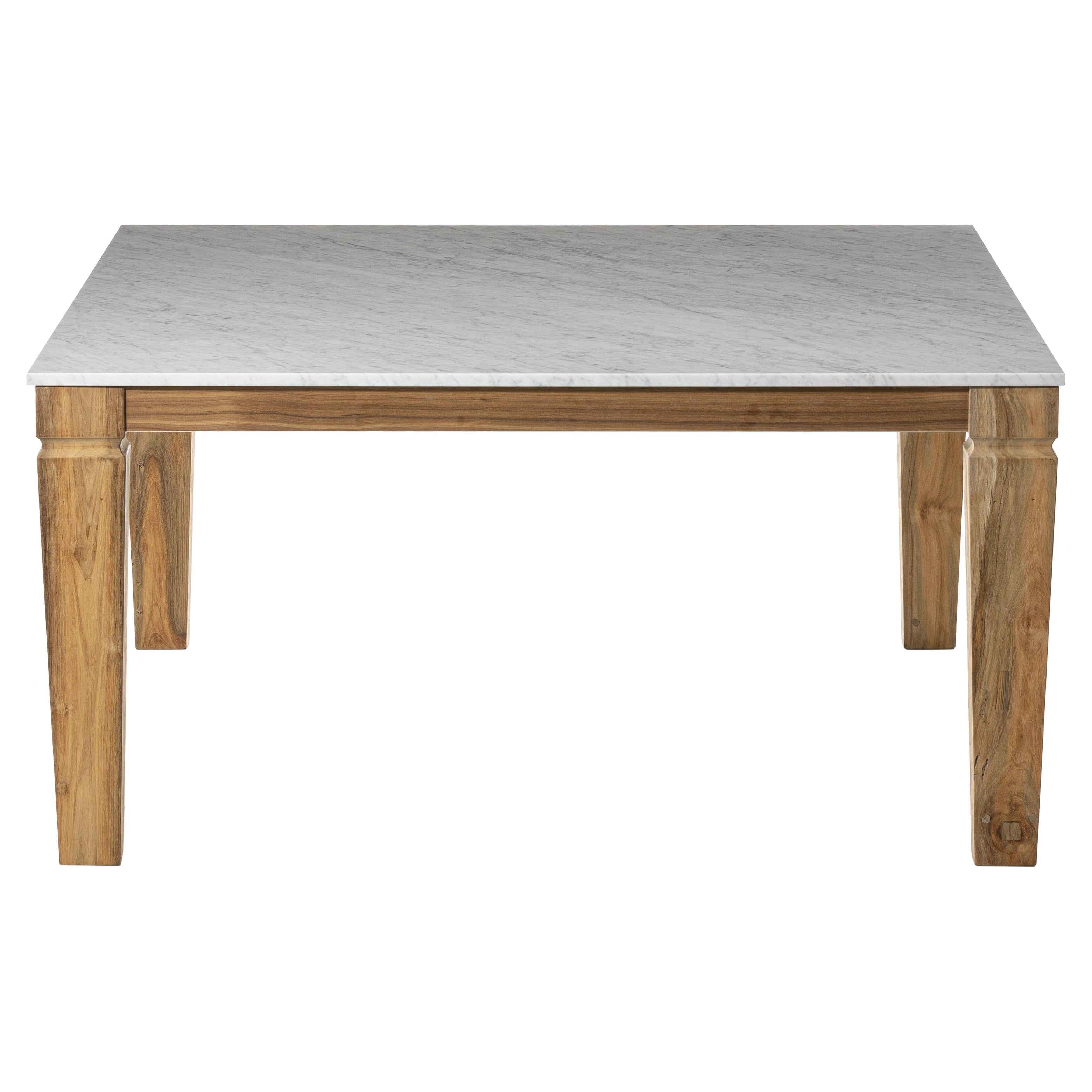 Mesa Jeko Pequeña Gervasoni de ECOTeca y tapa de mármol blanco de Carrara by Paola Navone