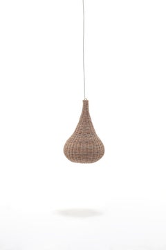 Gervasoni Spin 95 Suspension Lamp in Natural Melange Rattan by Michael Sodeau