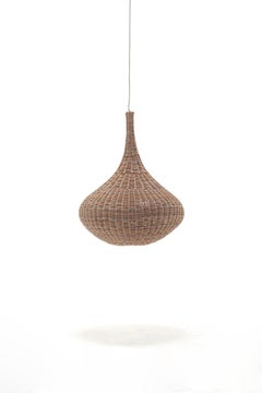 Gervasoni Spin 96 Suspension Lamp in Natural Melange Rattan by Michael Sodeau