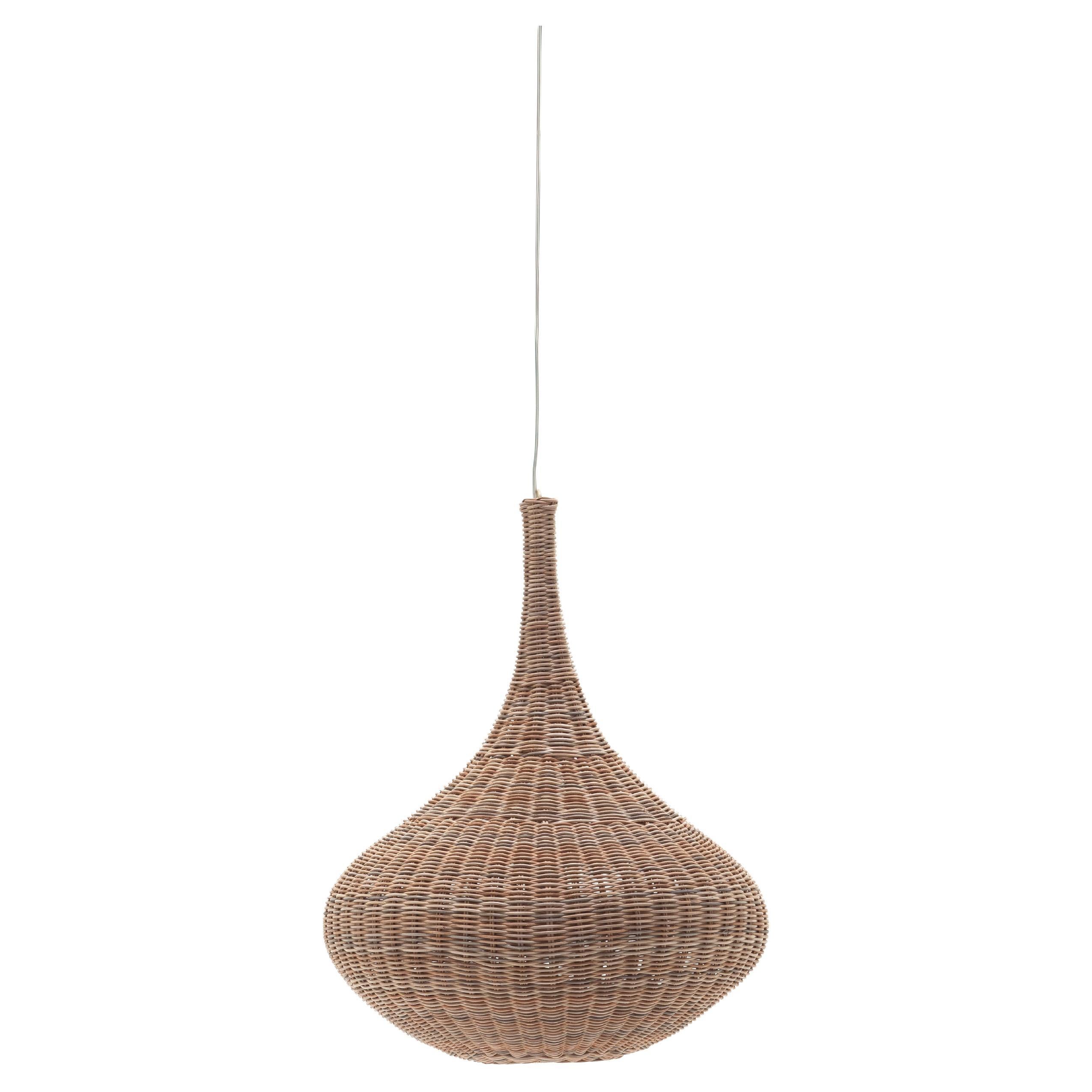 Gervasoni Spin 96 Suspension Lamp in Natural Melange Rattan by Michael Sodeau