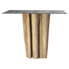 Gervasoni Square Brick Table in Waxed Iron Top with Natural Base by Paola Navone