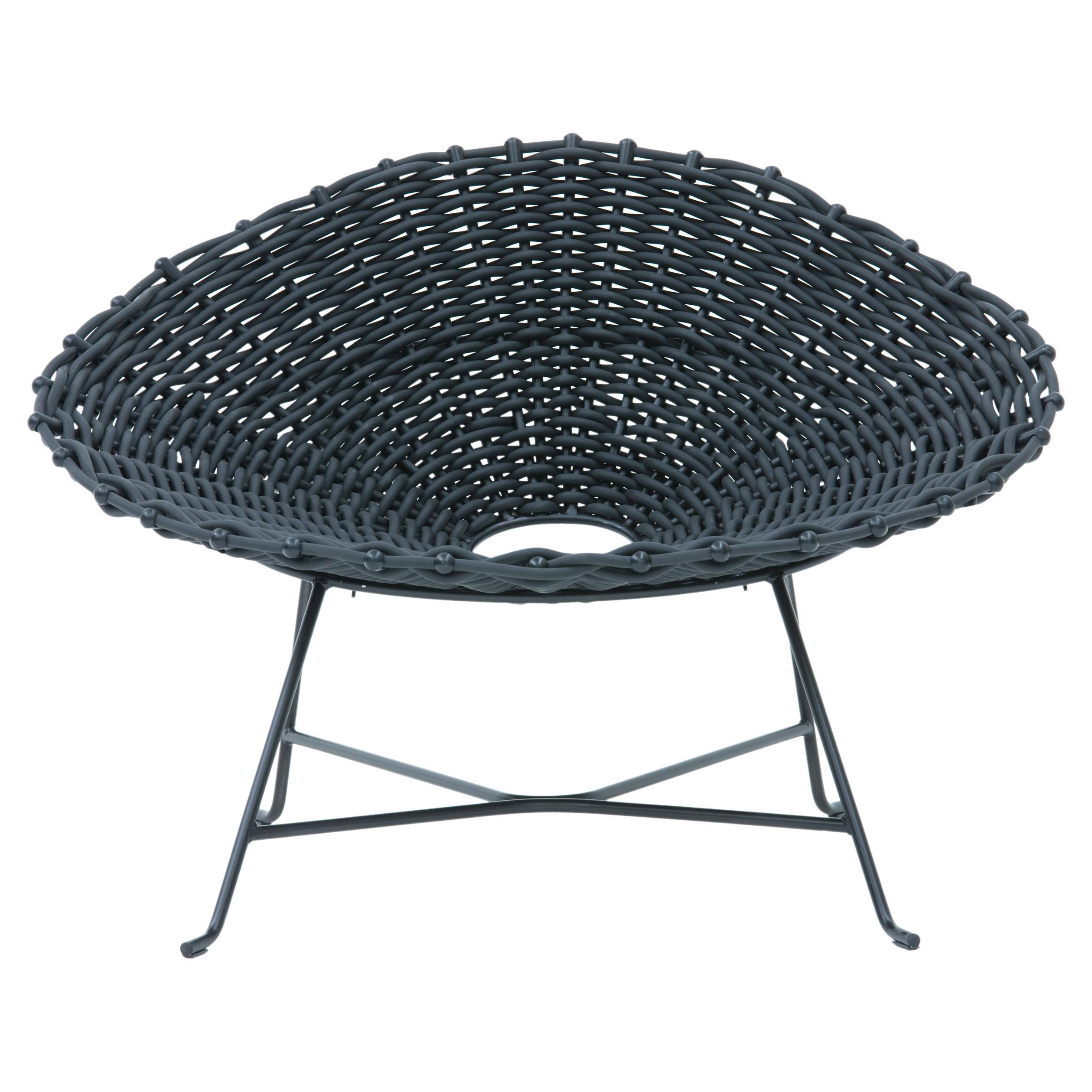 Gervasoni Sweet 27 Armchair in Black Lacquered Metal & Woven PVC by Paola Navone For Sale