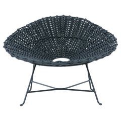 Gervasoni Sweet 27 Armchair in Black Lacquered Metal & Woven PVC by Paola Navone