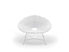 Gervasoni Sweet 27 Armchair in White Lacquered Metal & Woven PVC by Paola Navone